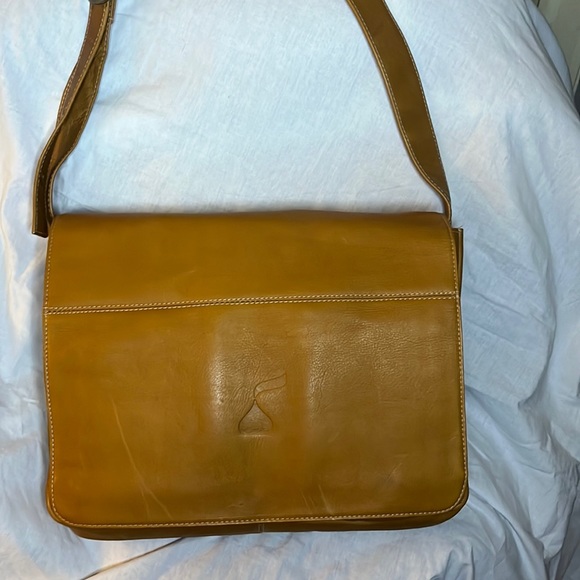 Andrew Philips Tan Leather Branded Vaqueta Napa Laptop Flap-over Briefcase - Picture 1 of 14